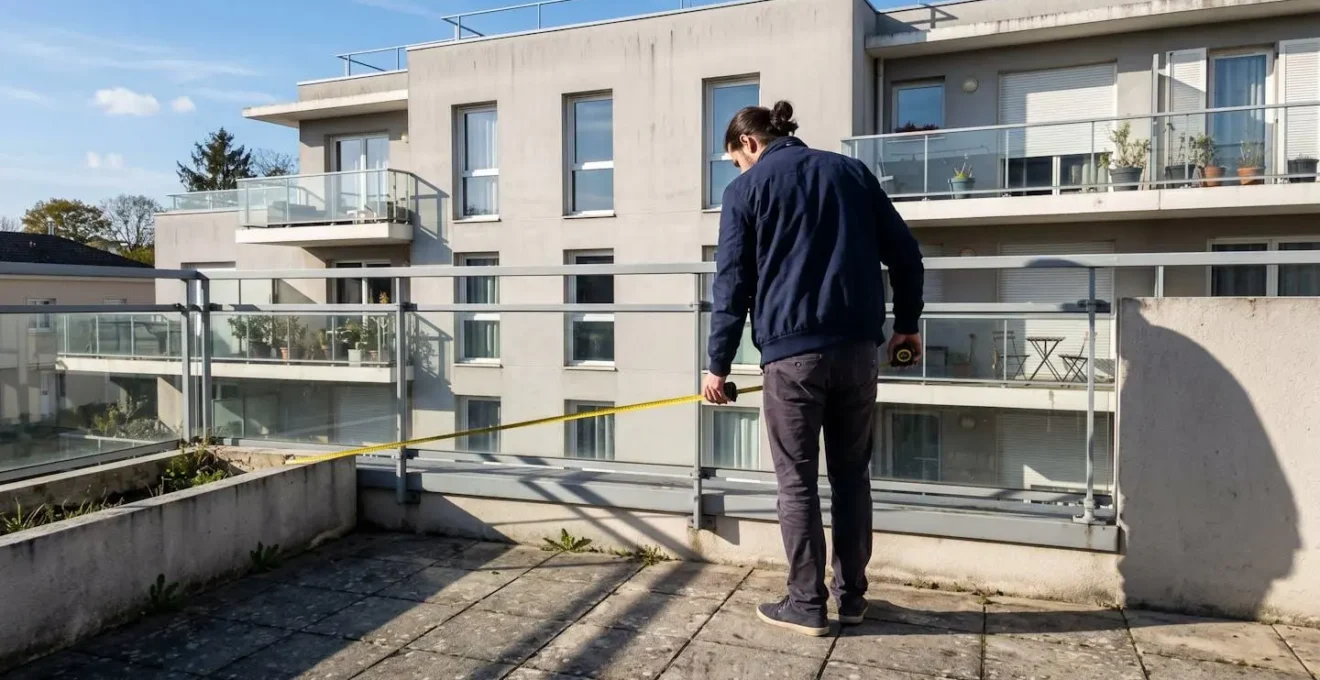 Personne de dos observant l'étendue d'une terrasse avec ombre projetée visible illustrant l'angle du soleil